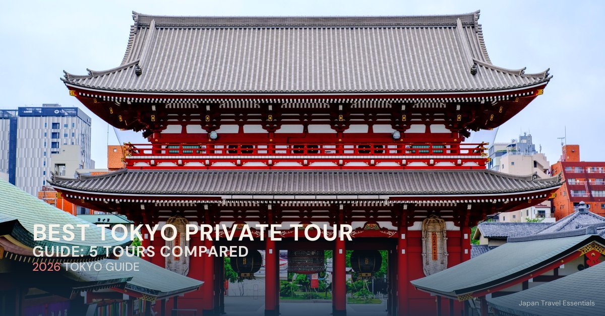 Senso-ji Temple's Hozomon Gate in Asakusa, Tokyo, from a 2026 guide comparing private Tokyo tours